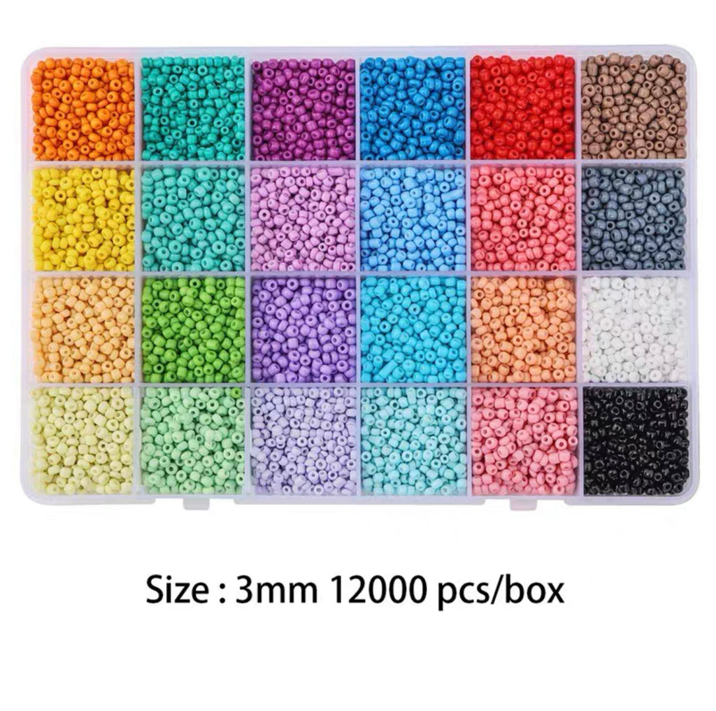 12000Pcs 3mm Glass Seed Beads Charms Letter Beads Colorful Beads for  Bracelets